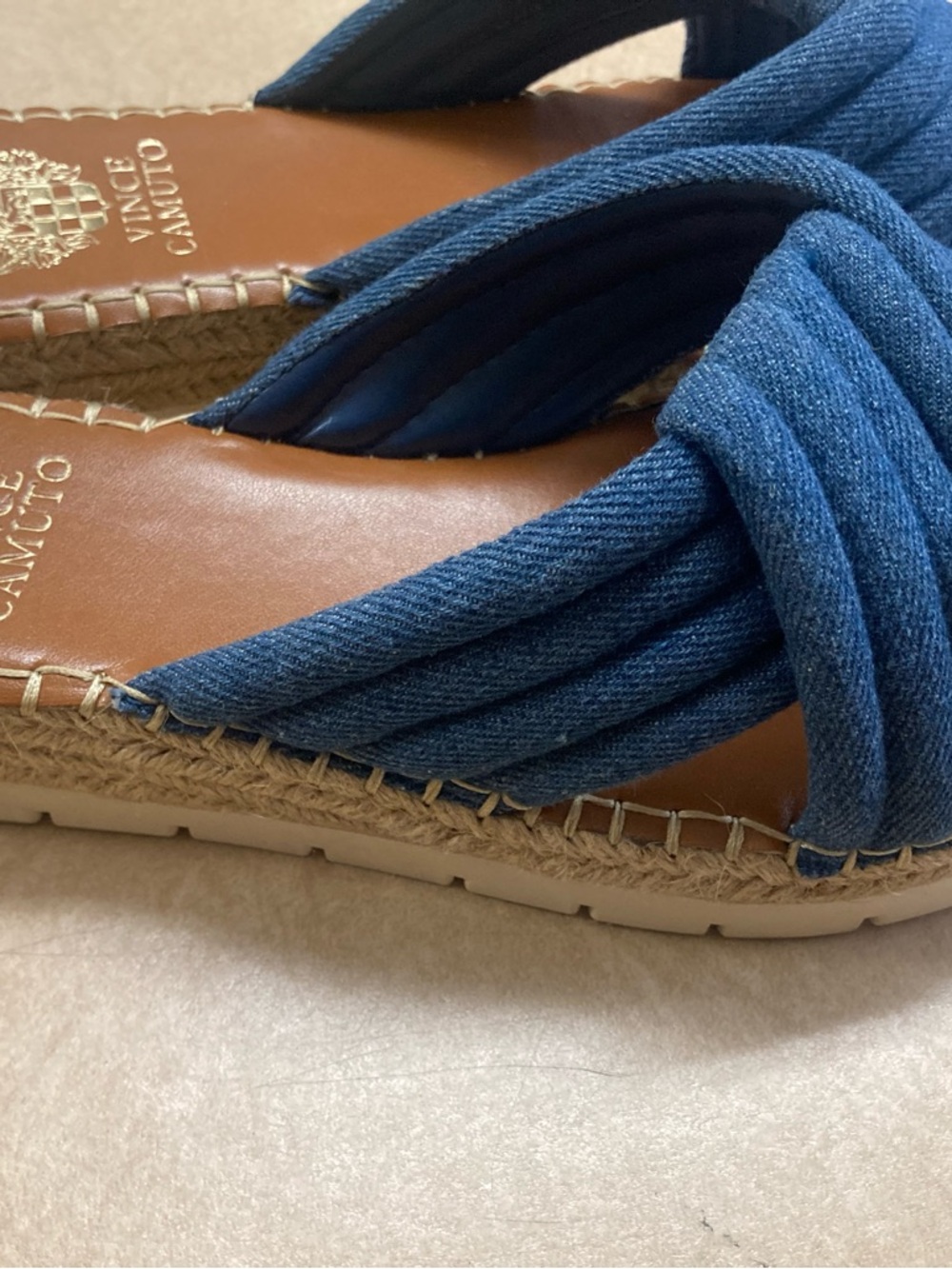 Vince Camuto Denim Blue Knotted Slide Sandals - Picture 5 of 8